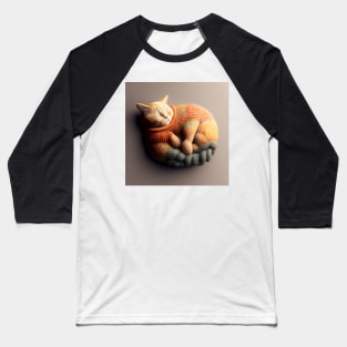 Sleepy Kitty Cat Knitten Kitten Baseball T-Shirt